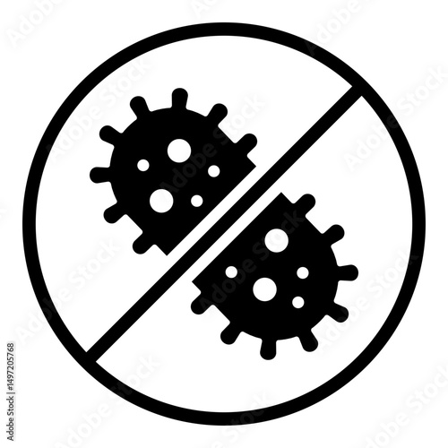 Germ protection sign, representing hygiene, cleanliness, and prevention of infection. Symbolizes handwashing, sanitizer use, disinfection, health safety, and microbial control