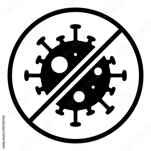 Germ protection sign, representing hygiene, cleanliness, and prevention of infection. Symbolizes handwashing, sanitizer use, disinfection, health safety, and microbial control