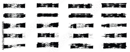 set of different brush strokes. Brush stroke, ink splashes stencil. Vector black paint, line or texture. Messy art design element,Vector grungy paint  frame or background for text.Vector illustration