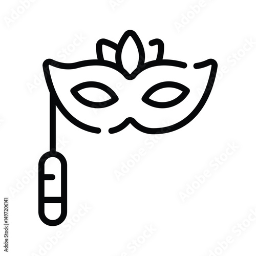 Modern outline style icon showing a masquerade mask