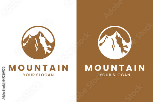 Mountain peak summit logo design. Outdoor Hiking Adventure Logo Design, Perfect for Outdoor Activities Logo