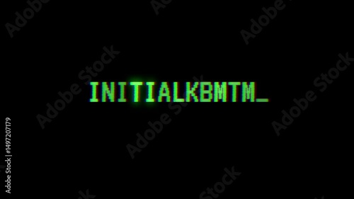 Glowing green text message with digital glitch effect on black background