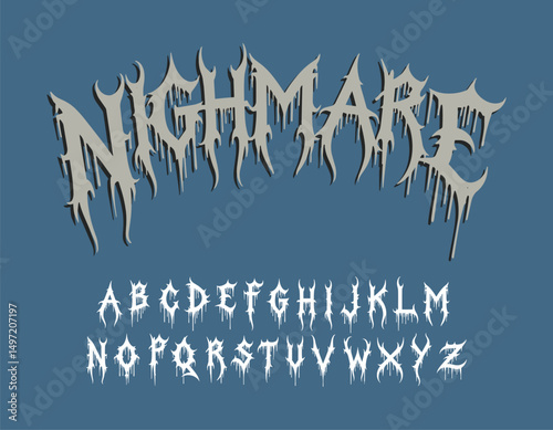 nighmare font metal black font typeface, black alphabet, metal font, rock font, horror font , scary font