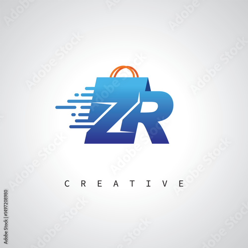 ZR Monogram Shopping Logo – Creative Vector Design for Modern E-commerce Branding