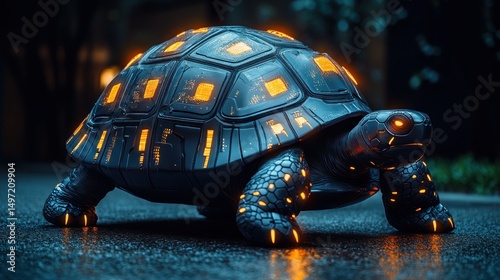 Cyberpunk Tortoise: A Futuristic Shell