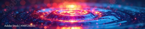 Abstract ripple effect, vibrant colors radiating outwards, depicting energy waves and oscillations  Perfect for science, technology, or spiritual concepts ,  science,  motion