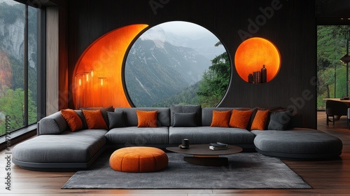 Modern Mountain View Living Room Design