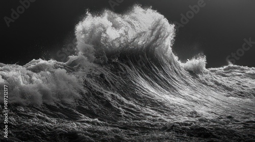 Monochromatic Majesty: A Towering Wave in Black and White