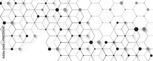 Digital geometric abstraction with lines and dots design. Medical background or science design. Molecular structure and chemical compounds. Science network pattern, connecting lines and design.