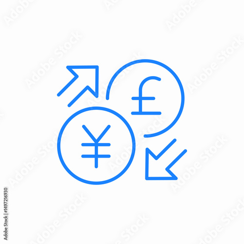 yen pound exchange icon sign vector