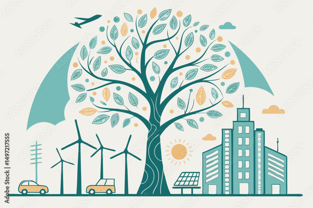 Obraz premium city landscape with trees