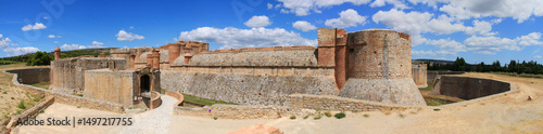 Panoramic view of Salses fortress, Salses-le-Château, Eastern Pyrenees, Languedoc-Roussillon region