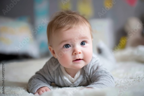 Baby lying on tummy during tummy time
