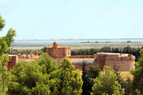 Panoramic view of Salses fortress, Salses-le-Château, Eastern Pyrenees, Languedoc-Roussillon region