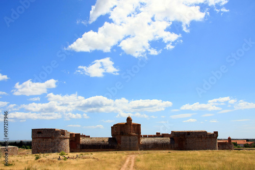 Panoramic view of Salses fortress, Salses-le-Château, Eastern Pyrenees, Languedoc-Roussillon region