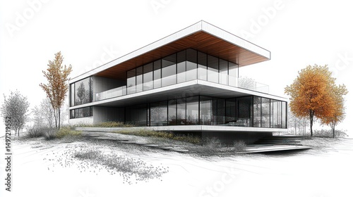 Modern Architectural Design Sketch: Luxury House Concept