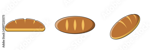 Bread in difference views, vector, isolated photo