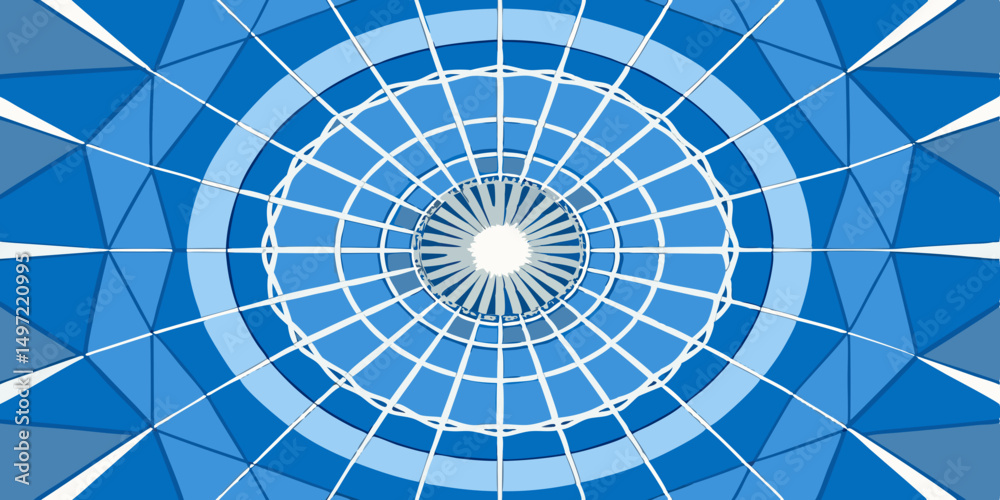 Naklejka premium Blue futuristic geometric circle pattern with light and glass texture