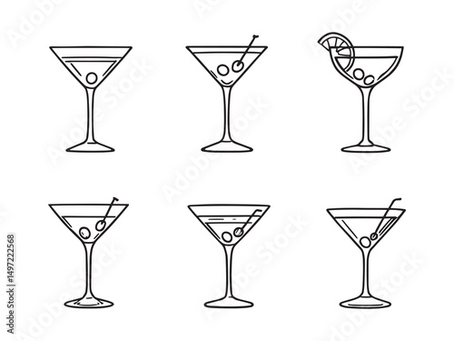 Martini Cocktail Line Art Illustration