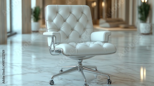 Elegant White Leather Office Chair in Modern Interior