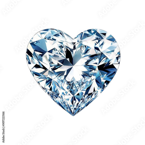 stunning heart shaped diamond with brilliant facets reflecting light beautifully, symbolizing love and elegance. Perfect for jewelry design or romantic themes
