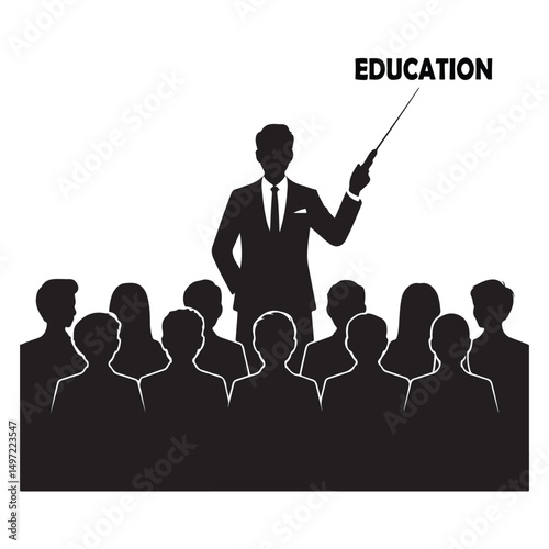 Educator Presenting Concept of Education Silhouette Illustration