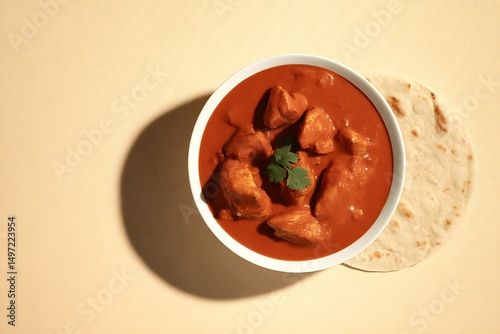 Wallpaper Mural Butter chicken with naan flatbread top view Torontodigital.ca