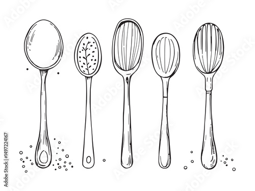 Metal Flour Scoop Line Drawing