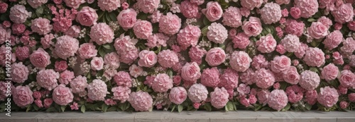 Vintage pink rose, daisy, hydrangea floral wall  Romantic, elegant backdrop ,  design element,  flower wall,  daisy wall