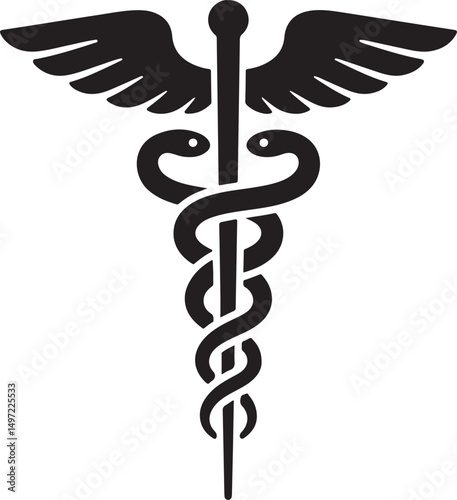 caduceus medical icon, medical caduceus silhouette vector, madical logo