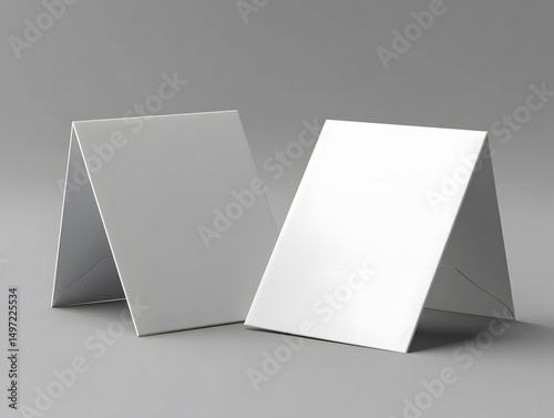 Two Blank Tent Cards on Gray Background