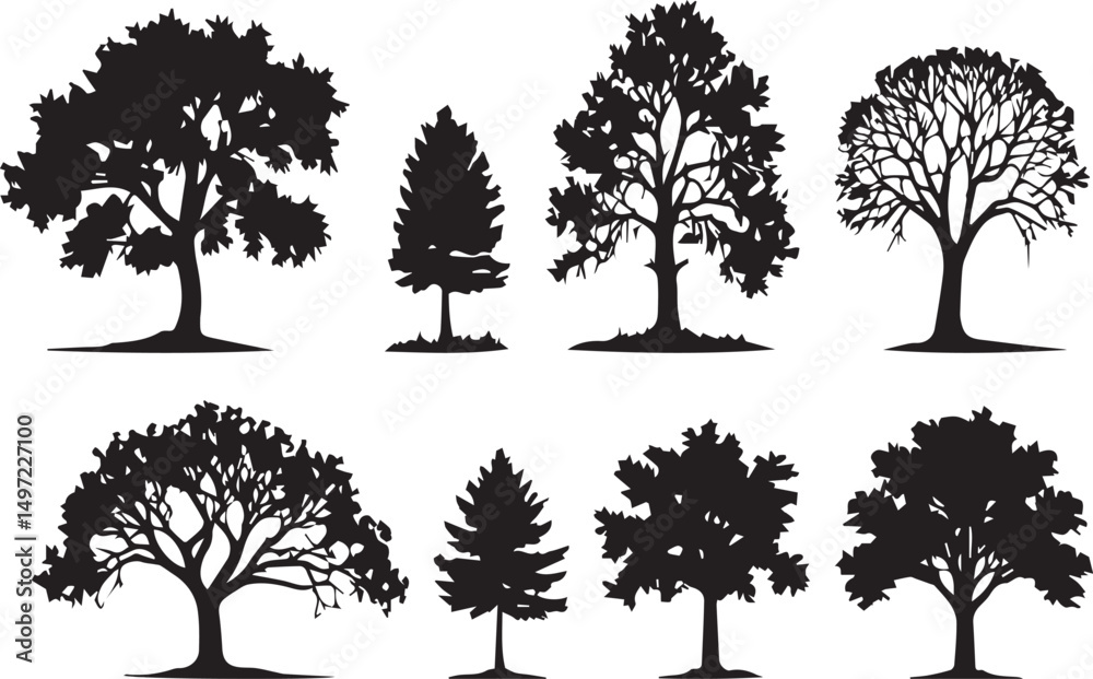 Obraz premium Collection of Tree Silhouettes for Design and Presentations