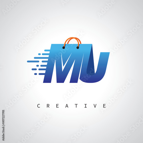 MU Monogram Shopping Logo – Creative Vector Design for Modern E-commerce Branding