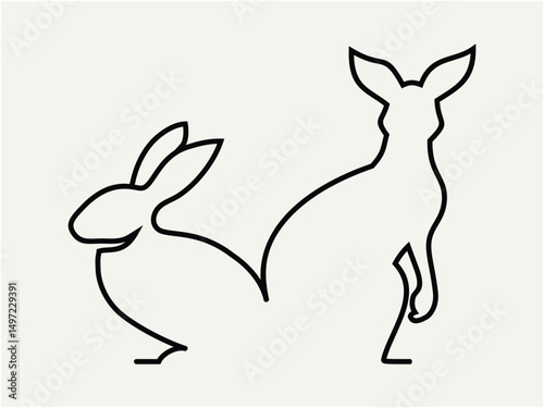 ambigram illustration of a rabbit and a kangaroo