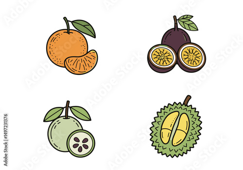 Vector Icon Set – Fresh and Vibrant Fruit Collection
