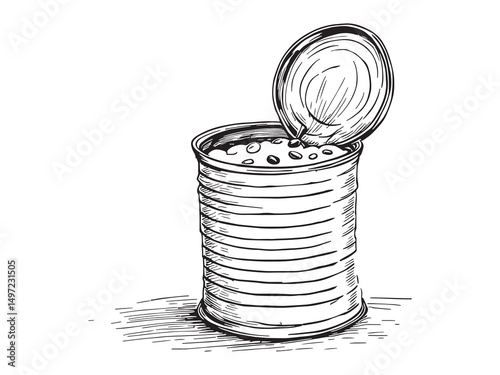 Open Tin Can Line Art Set