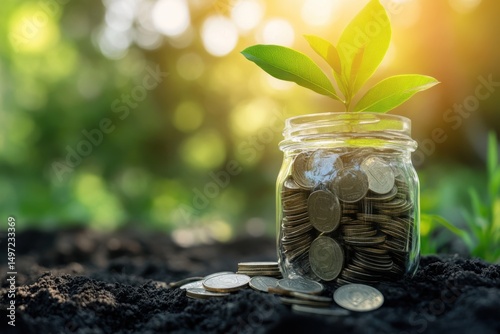 Wallpaper Mural Money growth concept with plant on white background Torontodigital.ca