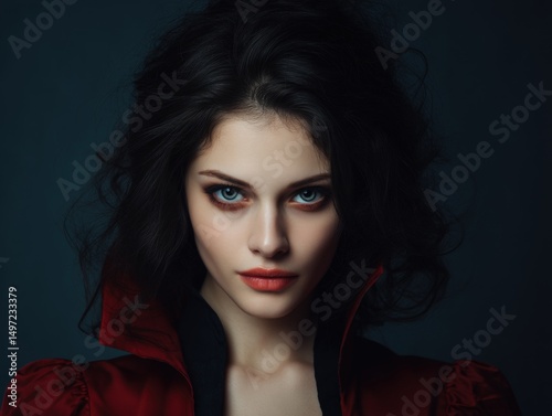 Mysterious woman with inten...
