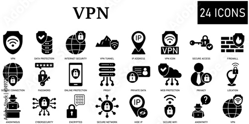 Set of VPN Icons or symbols Vector fully editable file.