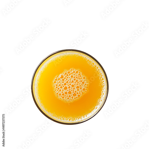 Orange juice glass top view