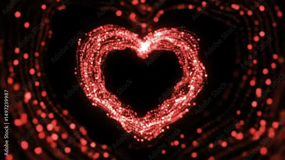 Red glittering heart abstract valentines day loop