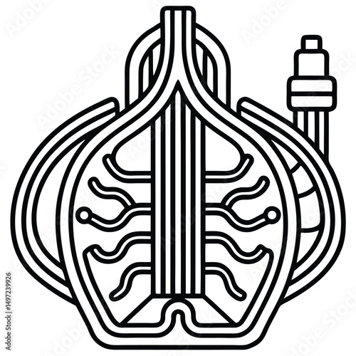 vector illustration showing neuronal communication with signal waves.