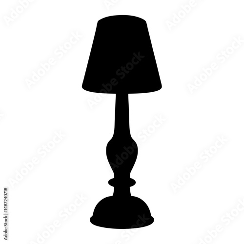 Silhouette of an elegant table lamp with a classical ornate base style