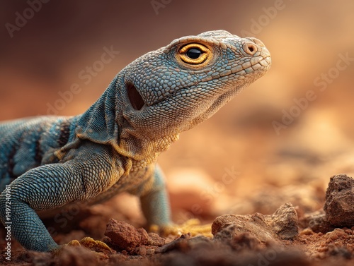 Lizard with striking blue a...