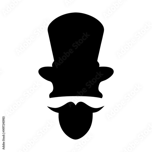 Silhouette of a dapper gentleman with top hat, beard, and mustache