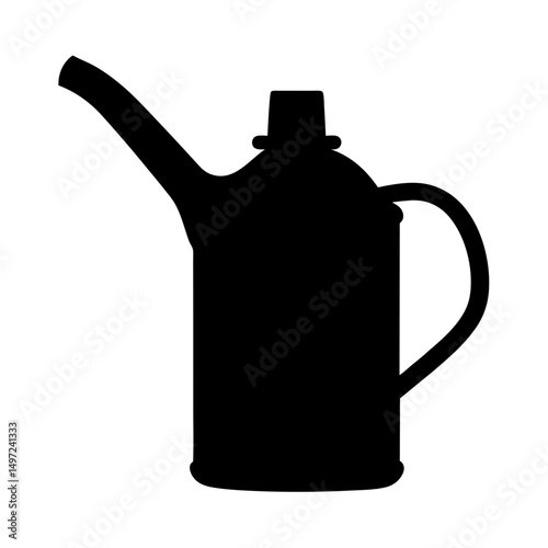 Black silhouette of a vintage oil can with a spout and handle