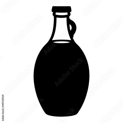 Black Silhouette of a Ceramic Jug with Handle and Narrow Neck