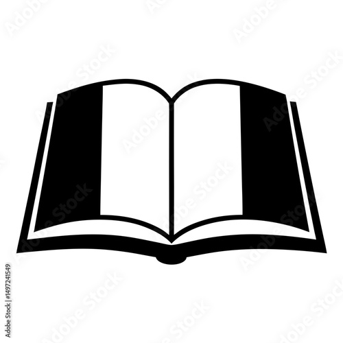 Open book silhouette, a symbol of knowledge, learning, and education
