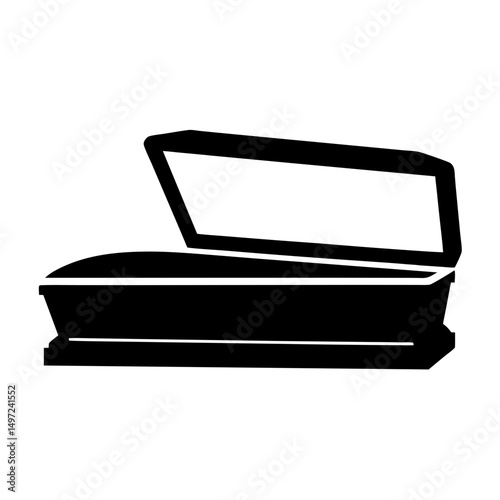 Dramatic Black and White Silhouette of a Traditional Open Casket