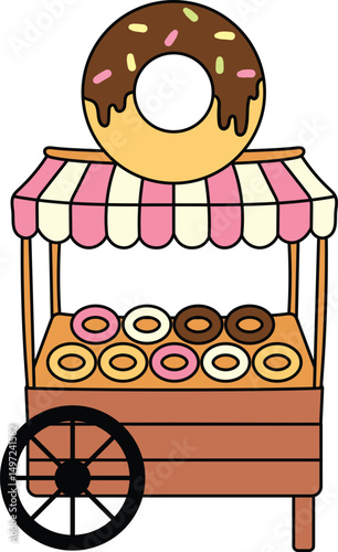 Donut street food illustration